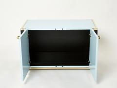 Jean Claude Mahey Pair of small blue black lacquer and brass cabinets by J C Mahey 1970s - 2257570