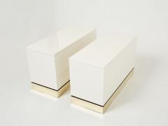 Jean Claude Mahey Pair of trunk end tables by J C Mahey brass white lacquered 1970s - 2271080