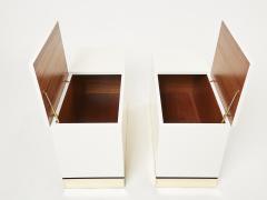 Jean Claude Mahey Pair of trunk end tables by J C Mahey brass white lacquered 1970s - 2271081