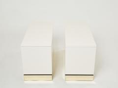 Jean Claude Mahey Pair of trunk end tables by J C Mahey brass white lacquered 1970s - 2271083