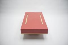 Jean Claude Mahey Rare J C Mahey red lacquer and brass coffee table 1970s - 994505