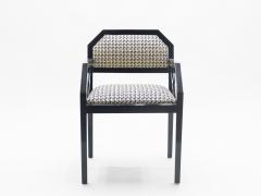 Jean Claude Mahey Rare Set of four Hollywood Regency black lacquer chairs J C Mahey 1970s - 997196