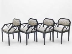 Jean Claude Mahey Rare Set of four Hollywood Regency black lacquer chairs J C Mahey 1970s - 997213