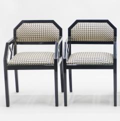 Jean Claude Mahey Rare pair of black lacquer chairs J C Mahey 1970s - 1581150