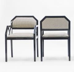 Jean Claude Mahey Rare pair of black lacquer chairs J C Mahey 1970s - 1581151