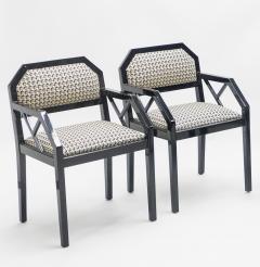 Jean Claude Mahey Rare pair of black lacquer chairs J C Mahey 1970s - 1581152