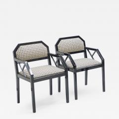 Jean Claude Mahey Rare pair of black lacquer chairs J C Mahey 1970s - 1594949