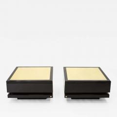 Jean Claude Mahey Rare pair of end tables by J C Mahey brass black lacquered 1970s - 1873384