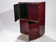 Jean Claude Mahey Red lacquer and brass cabinet by J C Mahey 1970 s - 983764