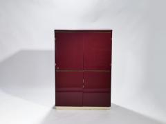 Jean Claude Mahey Red lacquer and brass cabinet by J C Mahey 1970 s - 983769