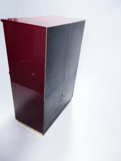 Jean Claude Mahey Red lacquer and brass cabinet by J C Mahey 1970 s - 983770