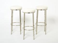 Jean Claude Mahey Set of three French steel boucl bar stools by J C Mahey 1970s - 2483578