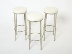 Jean Claude Mahey Set of three French steel boucl bar stools by J C Mahey 1970s - 2483579