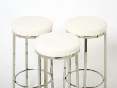 Jean Claude Mahey Set of three French steel boucl bar stools by J C Mahey 1970s - 2483583