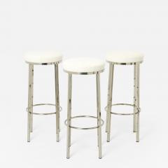 Jean Claude Mahey Set of three French steel boucl bar stools by J C Mahey 1970s - 2486349