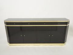 Jean Claude Mahey Signed J C Mahey brass black lacquered sideboard 1970s - 2223073