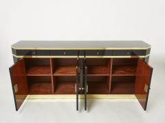 Jean Claude Mahey Signed J C Mahey brass black lacquered sideboard 1970s - 2223076