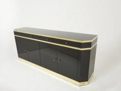 Jean Claude Mahey Signed J C Mahey brass black lacquered sideboard 1970s - 2223079