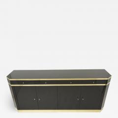 Jean Claude Mahey Signed J C Mahey brass black lacquered sideboard 1970s - 2225251