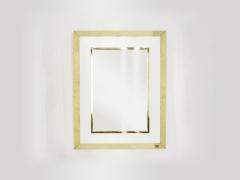 Jean Claude Mahey Signed J C Mahey wall Mirror in white Lacquer and brass 1970 - 1327303