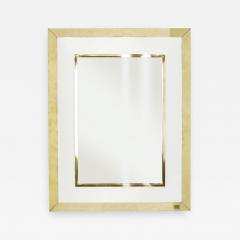 Jean Claude Mahey Signed J C Mahey wall Mirror in white Lacquer and brass 1970 - 1327947