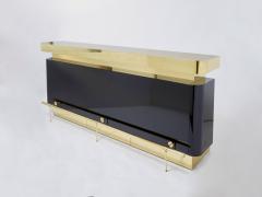 Jean Claude Mahey Unique J C Mahey black lacquered brass bar cabinet counter 1970s - 2927506