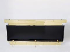 Jean Claude Mahey Unique J C Mahey black lacquered brass bar cabinet counter 1970s - 2927509