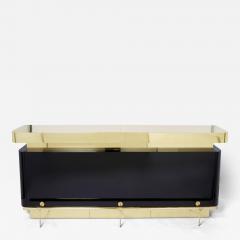 Jean Claude Mahey Unique J C Mahey black lacquered brass bar cabinet counter 1970s - 2932463