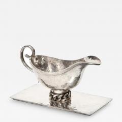 Jean Despres Jean Despres 1889 1980 A Silvered Metal Gravy Sauce Boat on Stand 1966 - 3907863