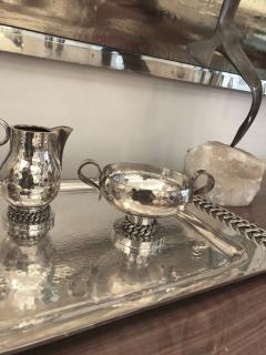 Jean Despres Jean Despres Stamped Superb Big Tea Set in Hammered Silvered Tin - 789928