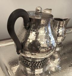 Jean Despres Jean Despres Stamped Superb Big Tea Set in Hammered Silvered Tin - 789929