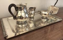 Jean Despres Jean Despres Stamped Superb Big Tea Set in Hammered Silvered Tin - 789931