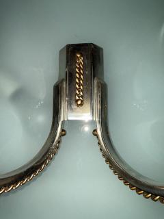 Jean Despres Pair of Signed Jean Despr s Sconces Silver Plate with Gilt Chainlink Detail - 4217254