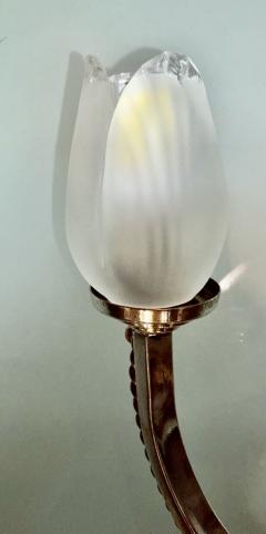 Jean Despres Pair of Signed Jean Despr s Sconces Silver Plate with Gilt Chainlink Detail - 4217292