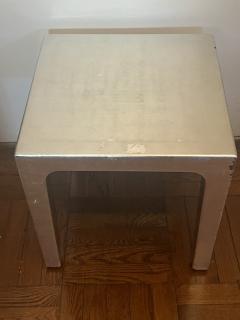 Jean Dunand DIMUNITIVE ART DECO REVIVAL SIVER LEAF EGGSHELL LACQUER TABLE WITH DRINK TRAY - 3982774