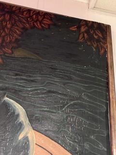 Jean Dunand FANTASTICAL ART DECO BLACK PANTHERS STAR GAZING ON BEACH PAINTING JEAN DUNAND - 4245002