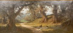 Jean Edouard Dargent Large Oil On Canvas Painting Of A Man With His Dog - 4698433