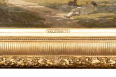 Jean Edouard Dargent Large Oil On Canvas Painting Of A Man With His Dog - 4698458