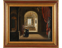 Jean Francois Chabolle Oil Painting of a Knights Tomb Jean Francois Chabolle Paris Collection - 2163969