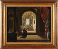 Jean Francois Chabolle Oil Painting of a Knights Tomb Jean Francois Chabolle Paris Collection - 2163993