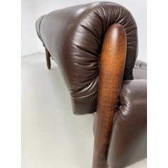 Jean Gillon 1970 s Leather Brazilian Sofa with Wood Frame - 2926884