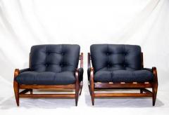 Jean Gillon Brazilian Modern Armchairs in Hardwood Black Leather Jean Gillon 1960 - 3183898
