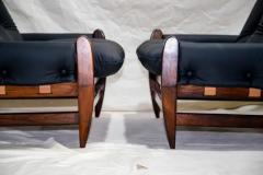 Jean Gillon Brazilian Modern Armchairs in Hardwood Black Leather Jean Gillon 1960 - 3184008