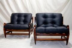 Jean Gillon Brazilian Modern Armchairs in Hardwood Black Leather Jean Gillon 1960 - 3184051