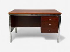 Jean Gillon Brazilian Modern Jacaranda Chrome Writing Desk Brazil 1960s - 4350144