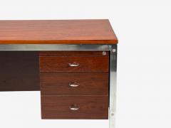 Jean Gillon Brazilian Modern Jacaranda Chrome Writing Desk Brazil 1960s - 4350146