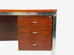 Jean Gillon Brazilian Modern Jacaranda Chrome Writing Desk Brazil 1960s - 4350148
