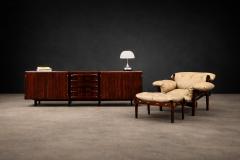 Jean Gillon Brazilian Modern Rosewood Credenza with Brass Details by Jean Gillon - 4511809