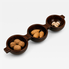 Jean Gillon Decorative Tray with Three Compartments in Brazilian Rosewood by Jean Gillon - 4702460