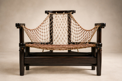 Jean Gillon Jangada Lounge Chair with Ottoman in Brazilian Wood Leather by Jean Gillon - 4692685